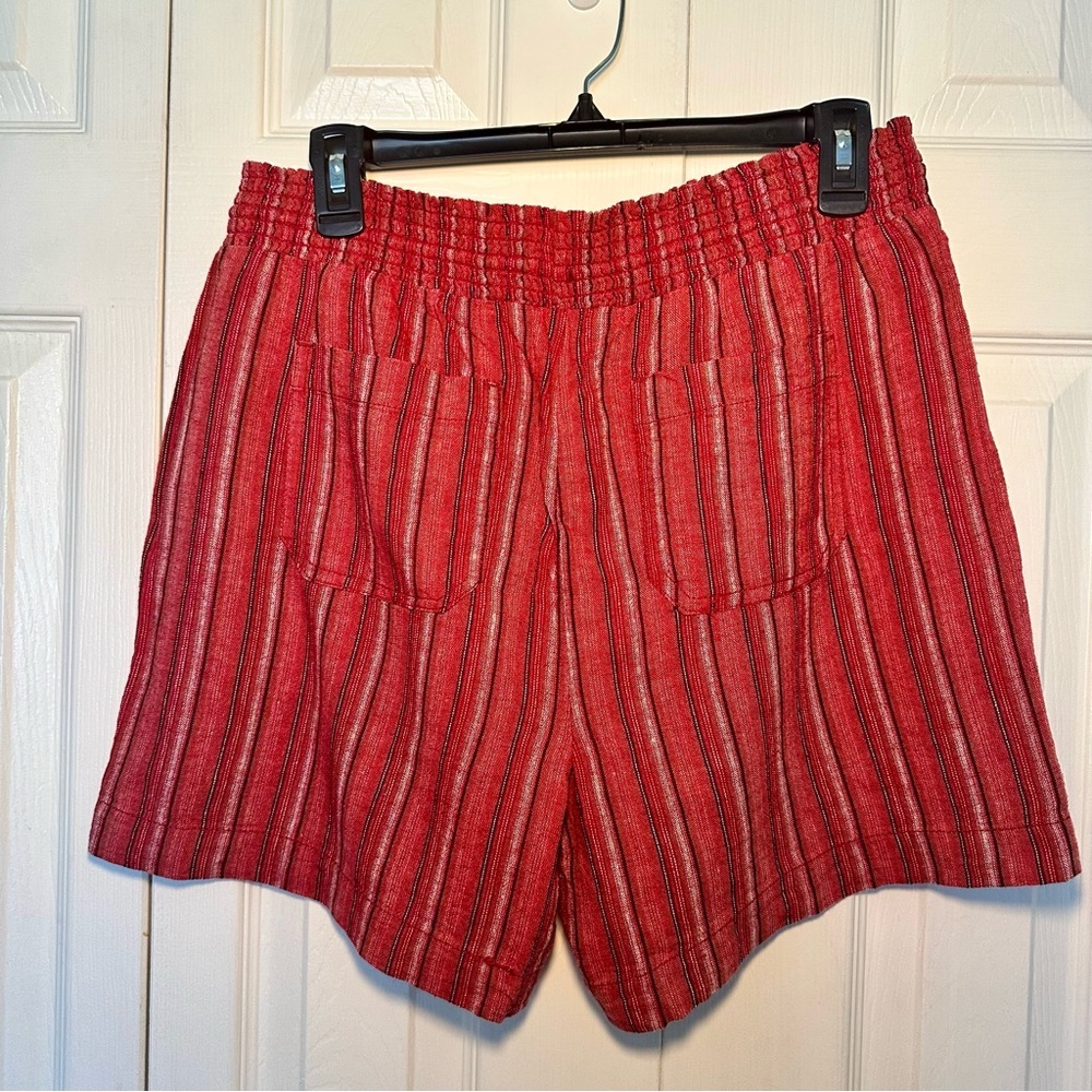 Briggs Women’s Striped Linen Blend Pull-On Shorts Red Size Large NWT - Picture 2 of 9